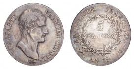 FRANCE. Napoleon I, 1804-14, 1815. 5 Francs An 12-M (1803/04), Toulouse. Gad-577; F-301; KM-659.1. Toned specimen with good details and sharp portrait...