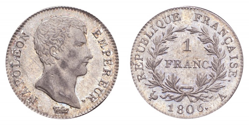 FRANCE. Napoleon, 1804-14. Franc 1806-A, Paris. 5 g. Gad-444. A toned and lustru...