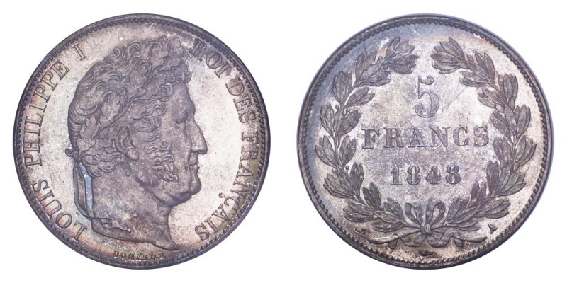 FRANCE. Louis Philippe, 1830-48. 5 Francs 1848-A, Paris. Gad-678; KM-749.1. Magn...