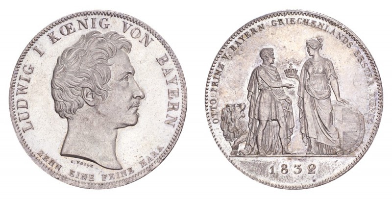 GERMANY: BAVARIA. Ludwig I, . Taler 1832, Munich. 28.06 g. Thun-60; J-42; AKS-12...