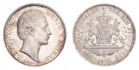 GERMANY: BAVARIA. Ludwig II, 1864-86. Vereinstaler 1871, Munich. 18.52 g. Mintage 718,000. AKS-174; J-108; Kahnt 129. Signature VOIGT. UNC.