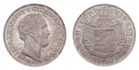 GERMANY: SAXONY. Friedrich August II, 1836-54. Taler 1841-G, Dresden. 22.3 g. Mintage 2,505,188. J-76. UNC.