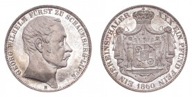 GERMANY: SCHAUMBURG-LIPPE. George Wilhelm, 1807-60. Taler 1860-B, Hannover. 18.52 g. Mintage 8,356. J-15. Proof and completely free of any marks or sc...