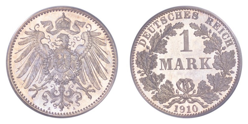 GERMANY: EMPIRE. Wilhelm II, 1888-1918. Mark 1910-A, Berlin. 5.55 g. J-17. Magni...