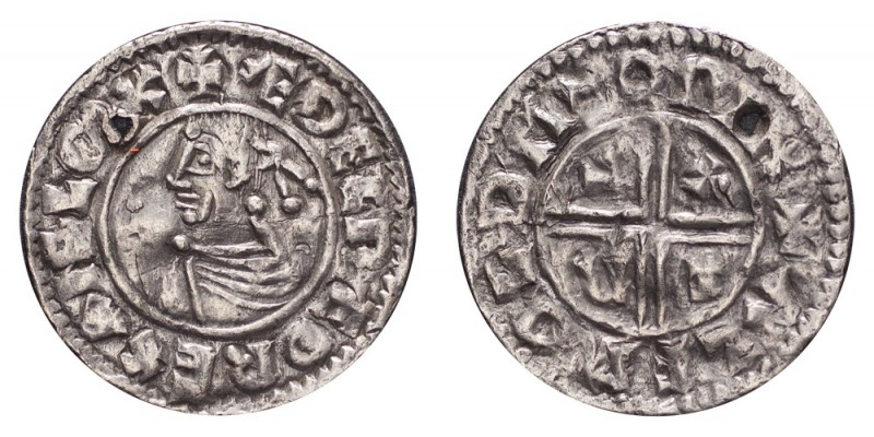 GREAT BRITAIN. Aethelred II, 978-1016. Penny , Intermediate Small Cross/Crux typ...
