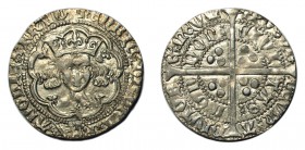 GREAT BRITAIN. Henry V, 1413-1422. Groat , London, class C(b), normal 'frowning' bust, mm. pierced cross, mullet on right shoulder, 3.82g, S.1765, N.1...