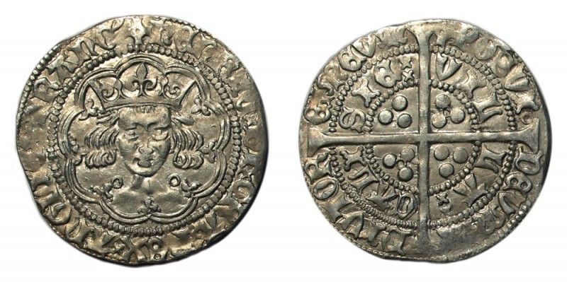 GREAT BRITAIN. Henry VI, 1422-1461. Groat , Calais, annulet issue, mm. pierced c...