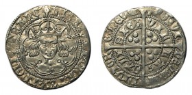 GREAT BRITAIN. Henry VI, 1422-1461. Groat , Calais, annulet issue, mm. pierced cross, annulets by neck, rev. annulets in two quarters, 3.81g, S.1836, ...