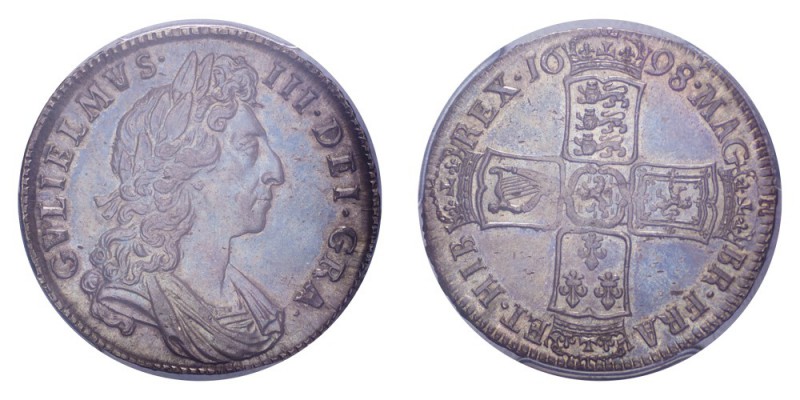 GREAT BRITAIN. William III,. 1/2 Crown 1698, London. 14.1 g. S-3494. Dark toning...
