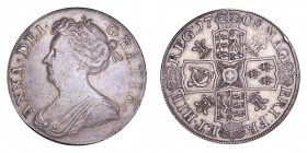 GREAT BRITAIN. Anne, 1702-14. Crown 1708, London. S-3601; ESC.105; Bull 1346. Septimo on edge. VF+.