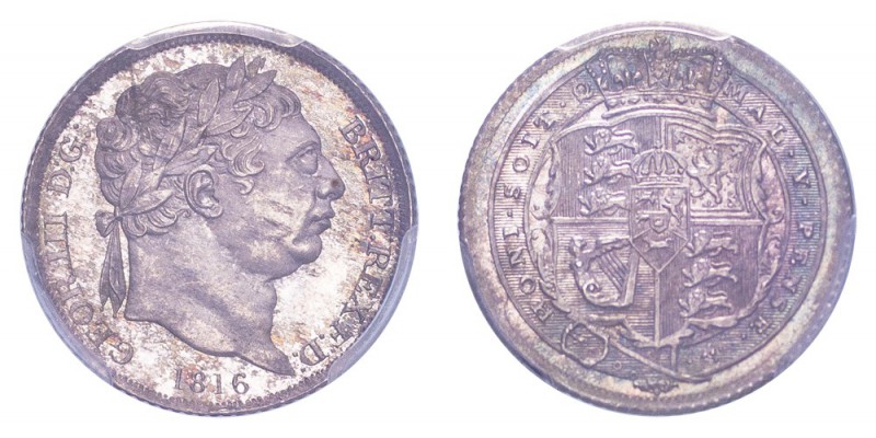 GREAT BRITAIN. George III, 1760-1820. Sixpence 1816, London. S-3791. Brilliant m...
