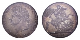 GREAT BRITAIN. George iV, 1820-30. Crown 1821, London. S-3805. Edge SECUNDO. The faintest cabinet friction on the highest part is noted for accuracy. ...