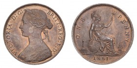 GREAT BRITAIN. Victoria, 1837-1901. Penny 1861, London. S-3954. Near UNC.
