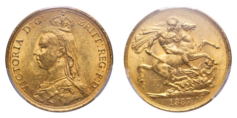 GREAT BRITAIN. Victoria, 1837-1901. Gold 2 Pounds 1887, London. 15.98 g. Mintage...