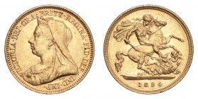 GREAT BRITAIN. Victoria, 1837-1901. Gold Half-Sovereign 1894, London. 3.99 g. Mintage 3,795,000. S-3878. AUNC.