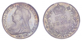 GREAT BRITAIN. Victoria, 1837-1901. Sixpence 1895, London. ESC-1765. In US plastic holder, graded PCGS MS64, certification number 34039735.