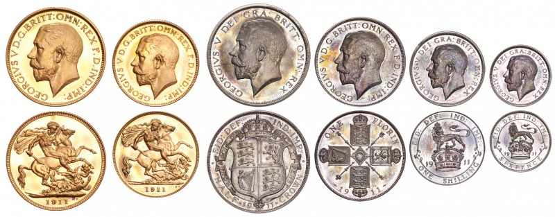 GREAT BRITAIN. George V, 1910-36. Gold and Silver Short Proof Set 1911, London. ...