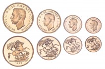 GREAT BRITAIN. George VI, 1936-52. Gold 4 Coin Set Sovereign 1937, London. Proof. Mintage 5,500. S-4074-4077. The 1937 United Kingdom Gold Proof Sover...