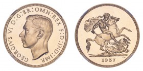 GREAT BRITAIN. George VI, 1936-52. Gold 5 Pounds 1937, London. Proof. Mintage 5,500. S-4074. PF63+ Cameo.
