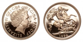 GREAT BRITAIN. Elizabeth II, 1953-. Gold 2 Pounds 1998, Royal Mint. Proof. 15.98 g. Mintage 1,349. S-SD4. The 1998 United Kingdom Gold Proof 2 Pounds ...