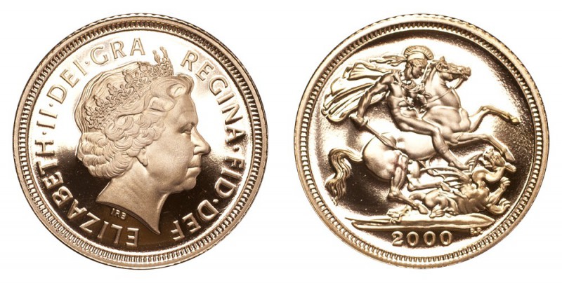 GREAT BRITAIN. Elizabeth II, 1953-. Gold Half-Sovereign 2000, London. Proof. 3.9...