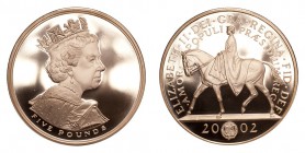 GREAT BRITAIN. Elizabeth II, 1953-. Gold Crown - 5 Pounds 2002, Royal Mint. Golden Jubilee. 39.94 g. Mintage 3,272. The 2002 United Kingdom Golden Jub...