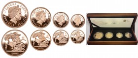 GREAT BRITAIN. Elizabeth II, 1953-. Gold 4 Coin Set Sovereign 2008, Royal Mint. Proof COA. 67.9 g. Mintage 1,750. S-PGS49. The 2008 United Kingdom Gol...