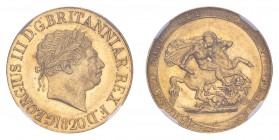 GREAT BRITAIN. George III, 1760-1820. Gold Sovereign 1820, London. 7.99 g. S-3785C. Lustruous with some darker blushes of gold toning. A choice exampl...