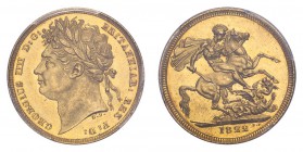 GREAT BRITAIN. George iV, 1820-30. Gold Sovereign 1822, London. 7.99 g. S-3800. An outstanding, uncirculated piece with prooflike characteristics, 182...
