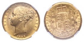 AUSTRALIA. Victoria, 1837-1901. Gold Sovereign 1885-S, Sydney. 7.99 g. S-3855B. In US plastic holder, graded NGC MS61, certification number 4789764-00...