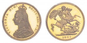 GREAT BRITAIN. Victoria, 1837-1901. Gold Sovereign 1887, London. 7.99 g. S-3866B. Deep cameo contrast with faint hairlines, notable absence of other h...