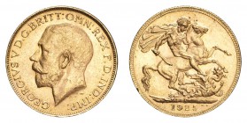 SOUTH AFRICA. George V, 1910-36. Gold Sovereign 1925-SA, London. 7.99 g. Mintage 6,086,624. S-3996. AUNC.