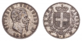 ITALY. Vittorio Emanuele II, 1861-78. 5 Lire 1864-N, Naples. 25 g. Gig-35; Pag-485. GVF.