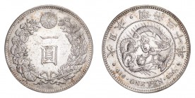 JAPAN. Mutsuhito, 1867-1912. Yen 1897 (Meiji 30), Osaka. KM-Y-A25.3. UNC.