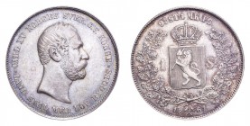 NORWAY. Carl XV, 1859-72. Speciedaler 1861, Kongsberg. 28.95 g. Mintage 44,000. KM-323. Very attractive speciedaler with deep multi-coloured toning. A...
