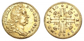 SWEDEN. Fredrik I, 1720-51. Gold 1/4 Ducat 1730, Stockholm. 0.86 g. Mintage 1,694. Ahlstrom 50a. Scarce type. 1694 pieces struck in 1730. GVF.