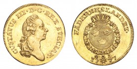 SWEDEN. Gustav III, 1771-92. Gold Ducat 1777, Stockholm. 3.51 g. Mintage 10,198. Ahlstrom 12. Early ducat from Gustav III, the king famously shot dead...