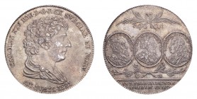 SWEDEN. Carl XIV Johan, 1818-44. Riksdaler 1821, Stockholm. 29.27 g. Ahlstrom 43; KM-610; Dav-350. Obv. king facing right, AN IVBIL 1821 below. Rev. t...