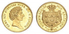 SWEDEN. Carl XIV Johan, 1818-44. Gold Ducat 1838, Stockholm. 3.49 g. Mintage 15,057. F-87; Ahlstrom 33. UNC.
