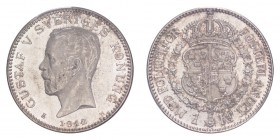 SWEDEN. Gustaf V, 1907-50. Krona 1912, Stockholm. 7.5 g. Mintage 303,420. KM-786. One of the scarcest dates in the series. In US plastic holder, grade...