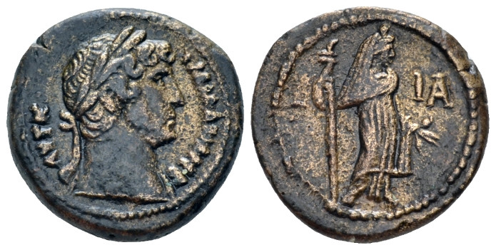 Egypt, Alexandria Hadrian, 117-138 Obol circa 126-127 (year 11), Æ 17.80 mm., 4....