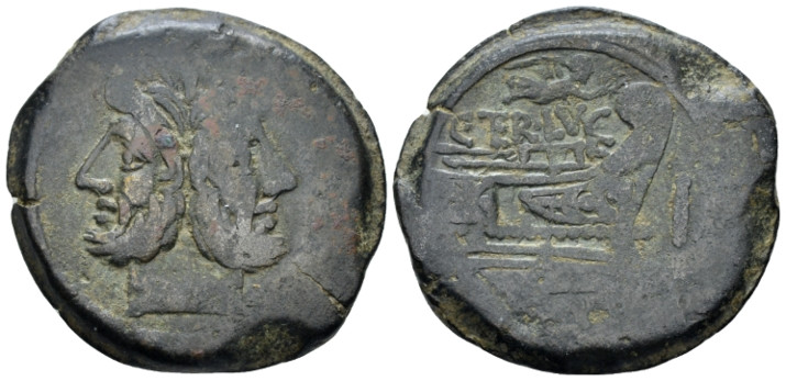 C. Terentius Lucanus As circa 147, Æ 32.30 mm., 22.76 g.
Laureate head of Janus...