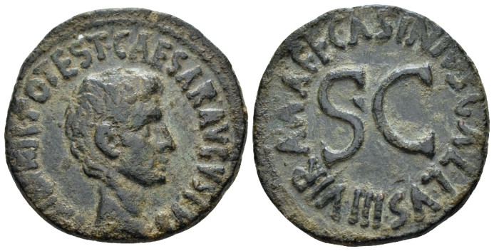 Octavian as Augustus, 27 BC – 14 AD As. C. Asinius Gallus Rome circa 16 BC, Æ 28...