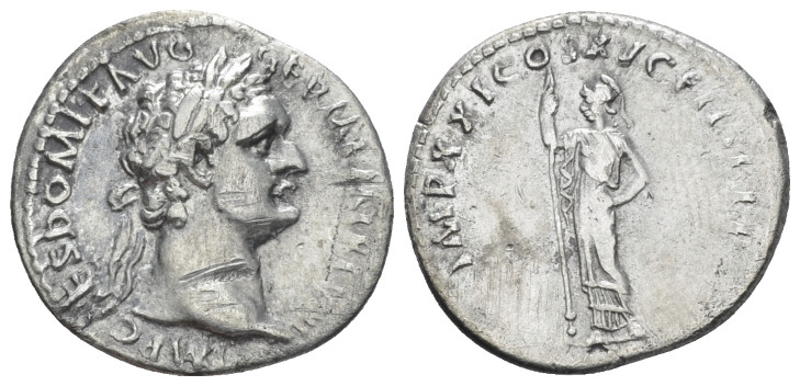 Domitian, 81-96 Denarius Rome 92-93, AR 19.00 mm., 3.07 g.
Laureate head r. Rev...