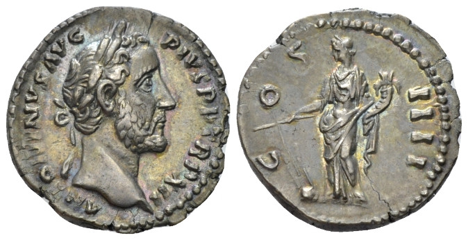 Antoninus Pius, 138-161 Denarius Rome circa 148-149, AR 18.00 mm., 3.24 g.
Laur...