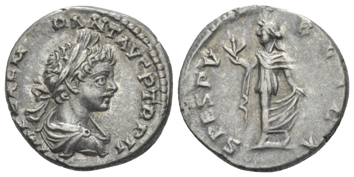 Caracalla, 198-217 Denarius Laodicaea 199, AR 17.00 mm., 3.53 g.
Laureate and d...