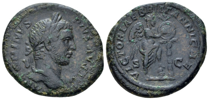 Caracalla, 198-217 As Rome circa 210-213, Æ 26.00 mm., 10.21 g.
Laureate head r...