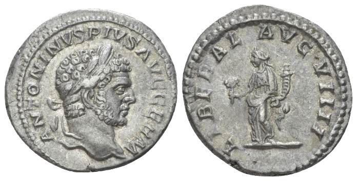 Caracalla, 198-217 Denarius Rome circa 213-217, AR 19.00 mm., 3.13 g.
Laureate ...