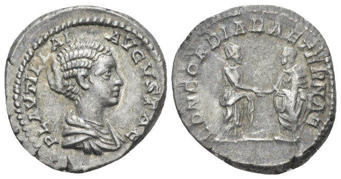 Plautilla, wife of Caracalla Denarius Rome circa 202-205, AR 19.00 mm., 3.53 g....