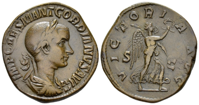 Gordian III, 238-244 Sestertius Rome circa 238-239, Æ 31.00 mm., 20.12 g.
Laure...